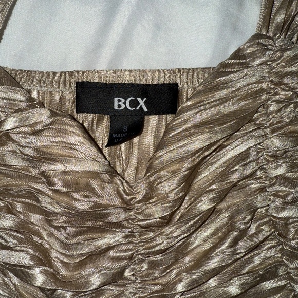 BCX Champagne Pleated Chiffon Tank Top – Size Small - Picture 2 of 2